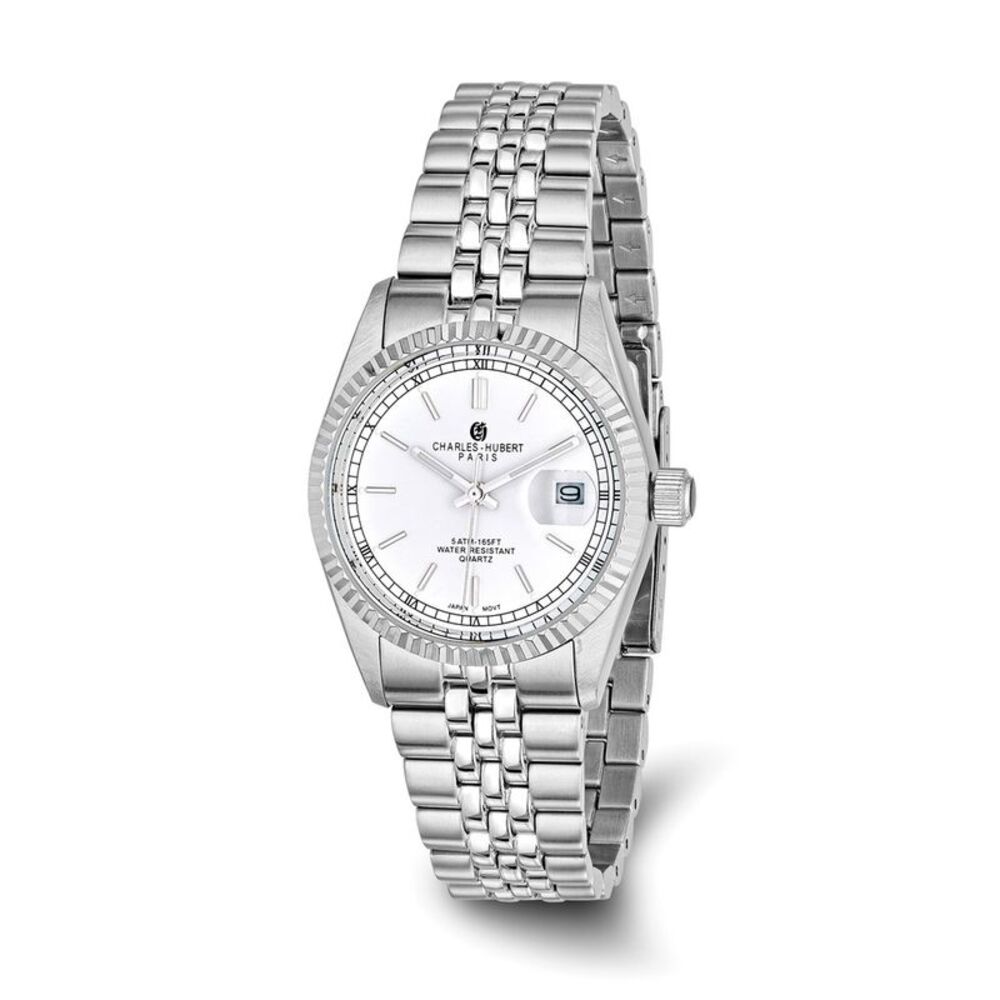Charles Hubert Mens Stainless Steel Round Analog Watch